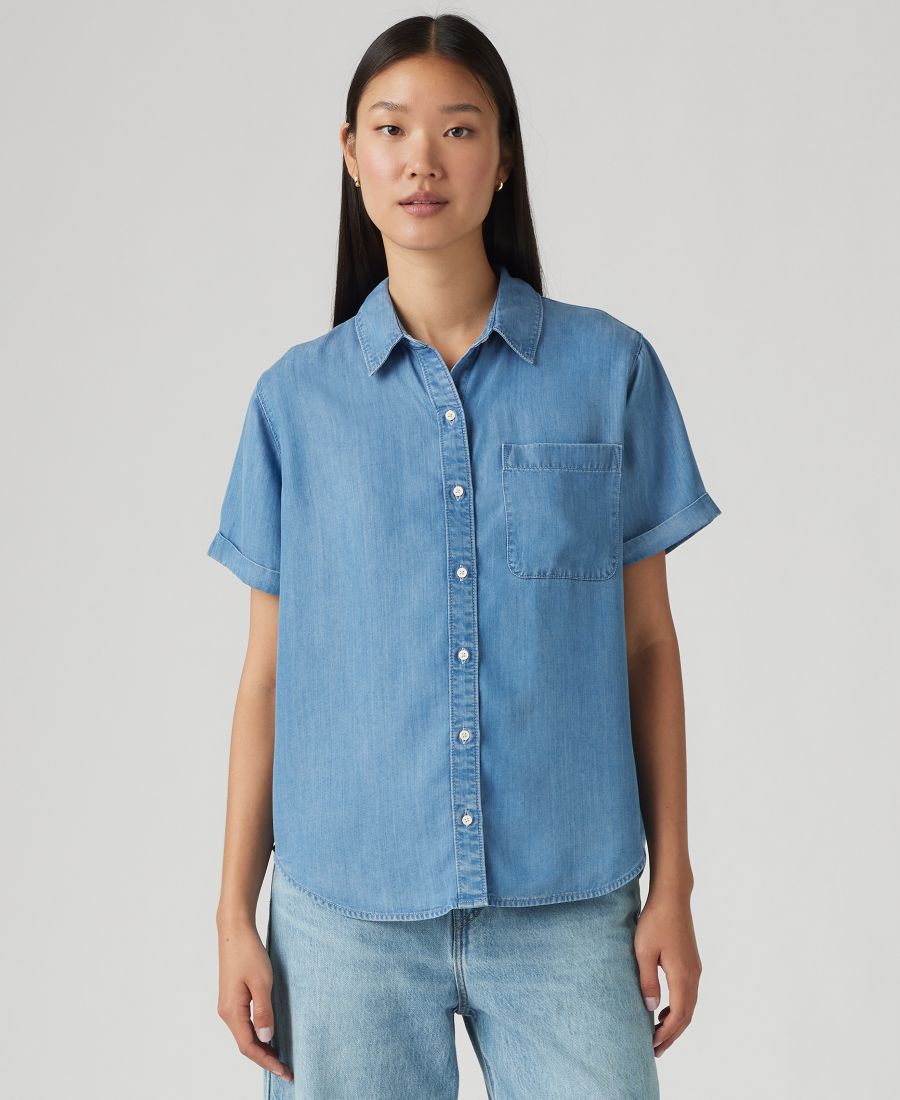 Женская рубашка Oakley с коротким рукавом и пуговицами Levi's, Fire Barrel — фото 2