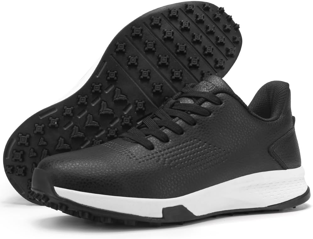 

Мужские гольф-туфли с шипами, подходят для газонов и открытой травы, водонепроницаемая и противоскользящая обувь для гольфа для мужчин и женщин Civhom, черный