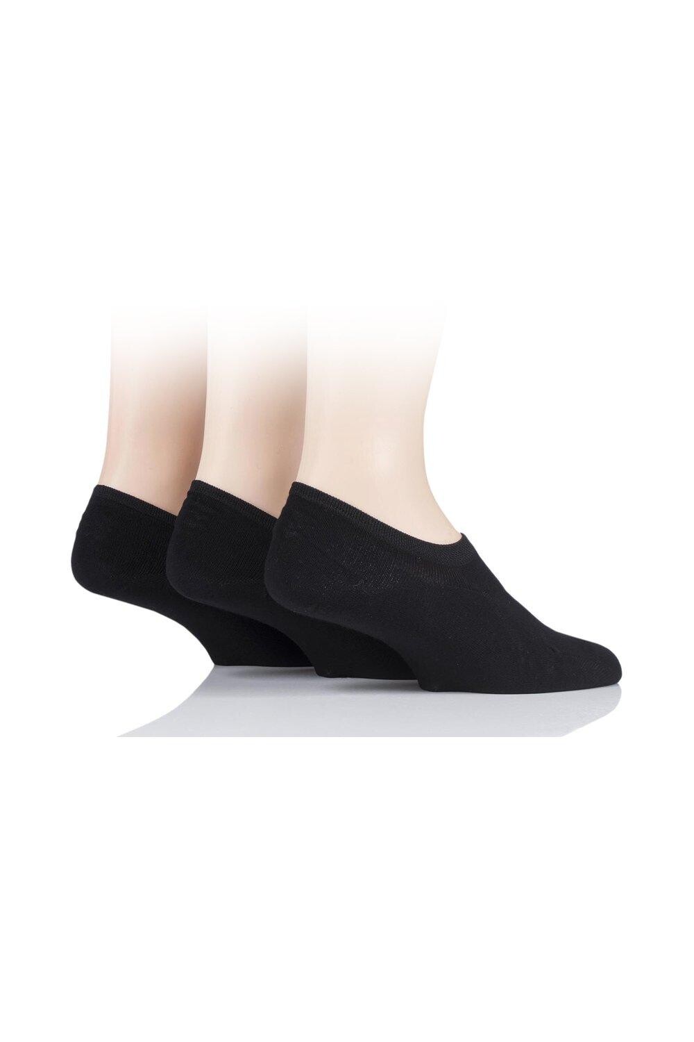 

3 пары однотонных бамбуковых вкладышей высокого кроя SOCKSHOP, черный
