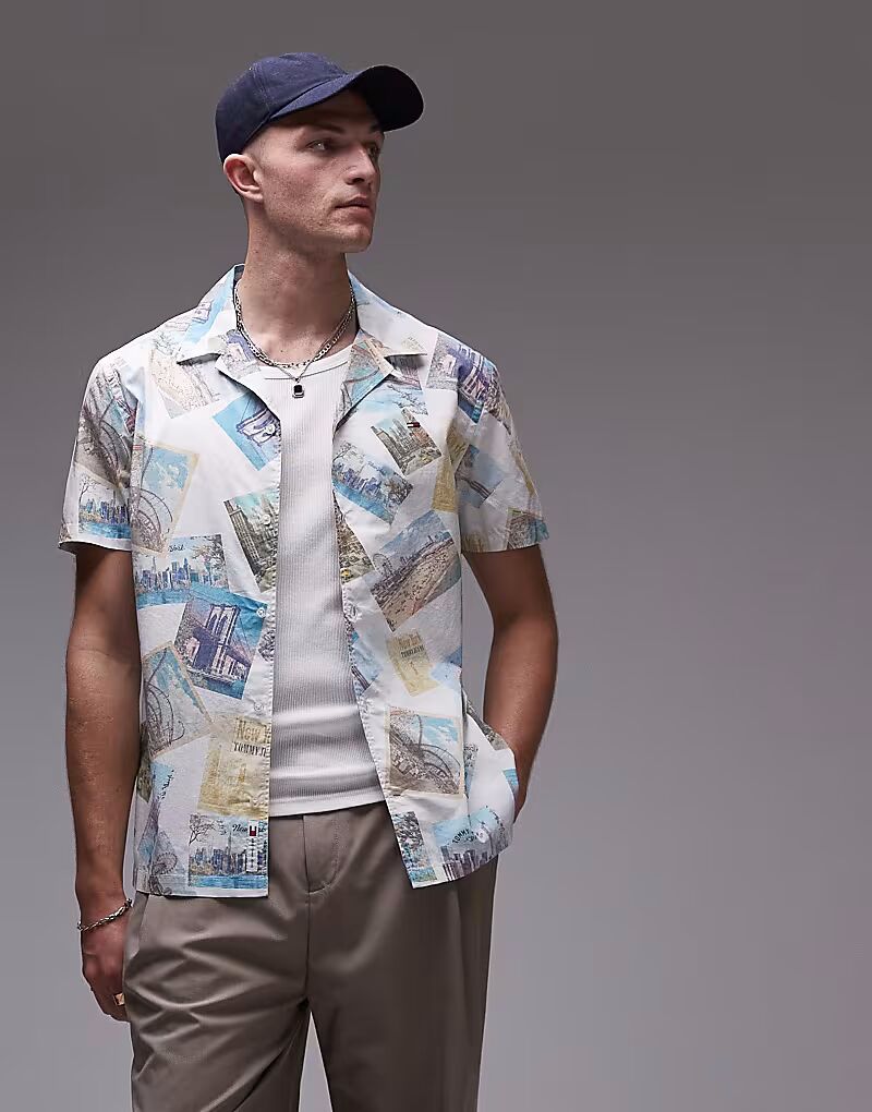 

Рубашка Tommy Jeans Poplin Postcard Camp в разноцветном цвете
