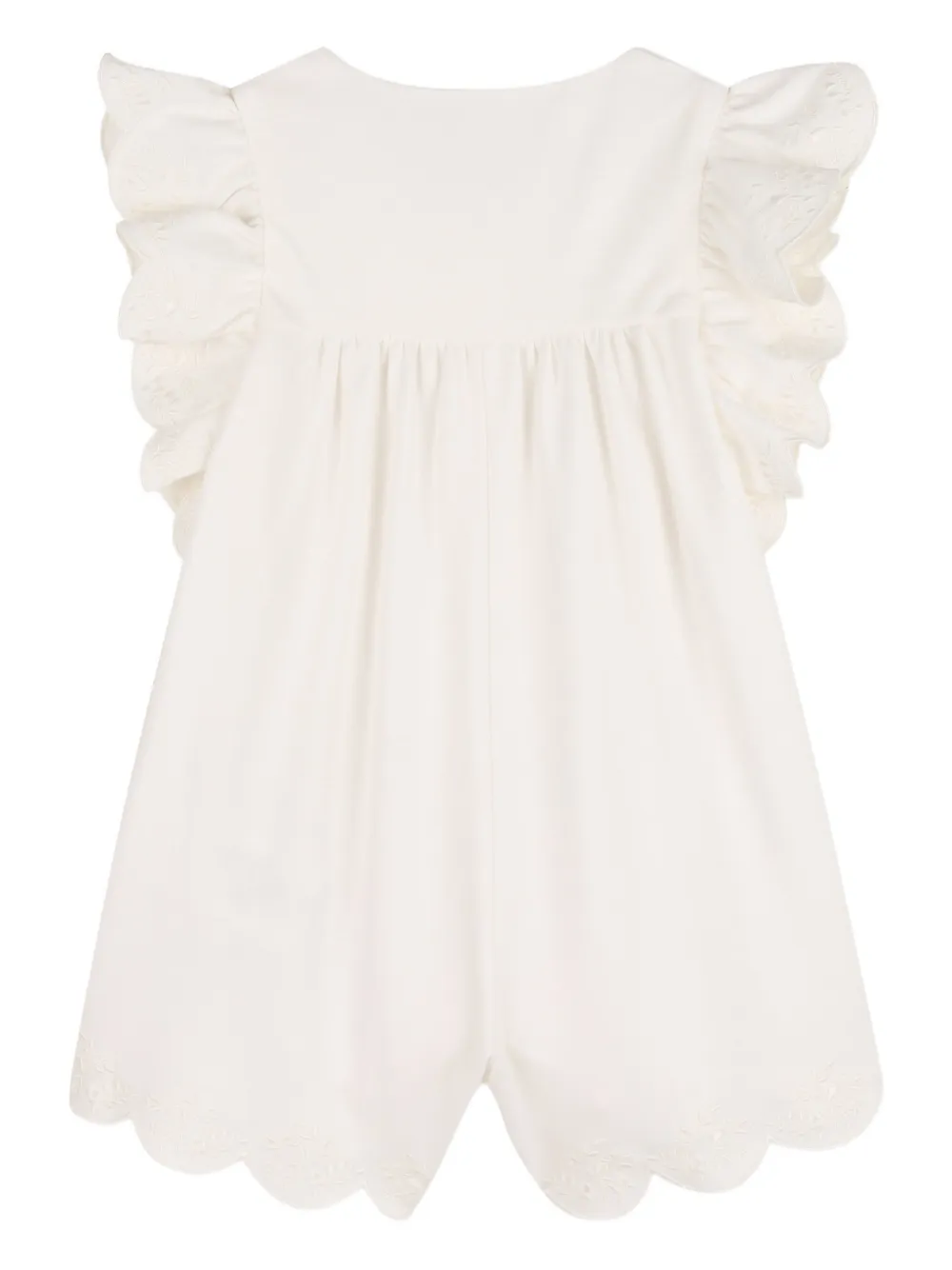 Комбинезон с оборками и зубчатым краем Chloé Kids, белый — фото 2