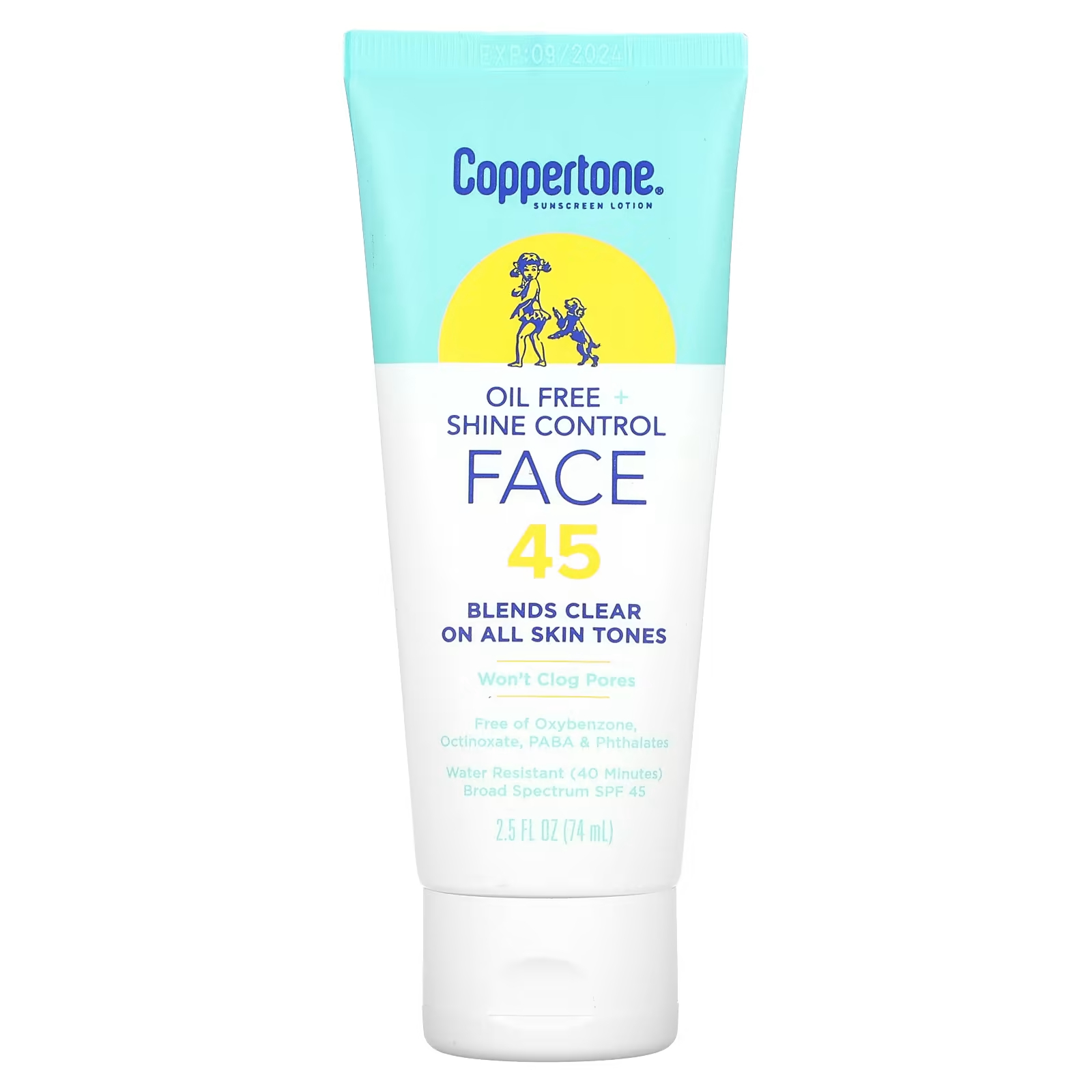 

Солнцезащитный лосьон Coppertone SPF 45 без масла + контроль блеска для лица, 74 мл