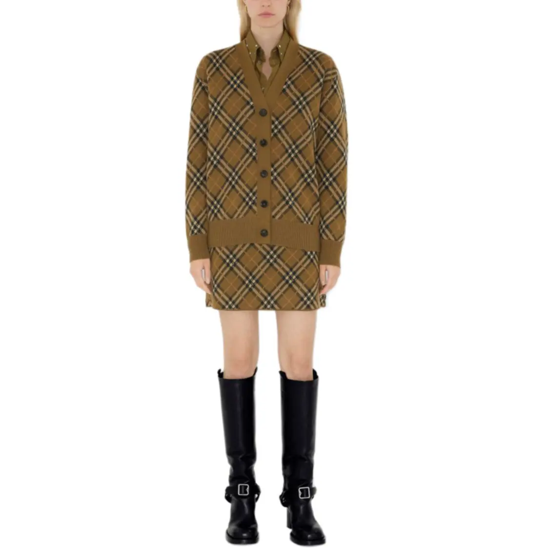 Мини-юбка Check Burberry, серо-коричневый — фото 4