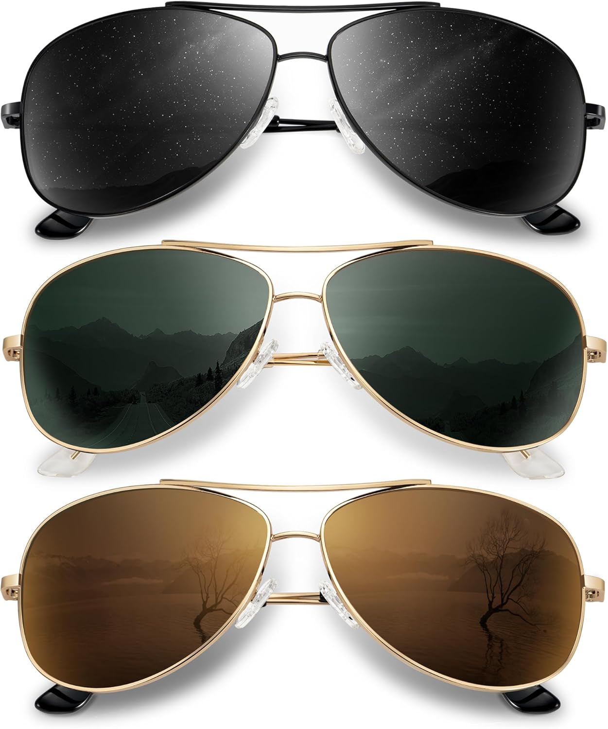 

Поляризованные солнцезащитные очки-авиаторы KALIYADI для мужчин и женщин: легкие поляризованные солнцезащитные очки с улучшенной защитой UV400 для вождения, A1-black/Brown/G15