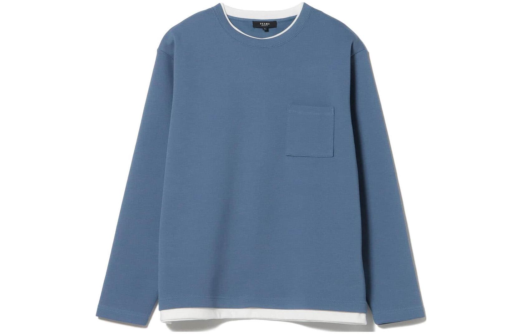 

Мужские футболки с круглым вырезом, средней толщины, имитация костюма, комплект из двух частей Beams, серый синий