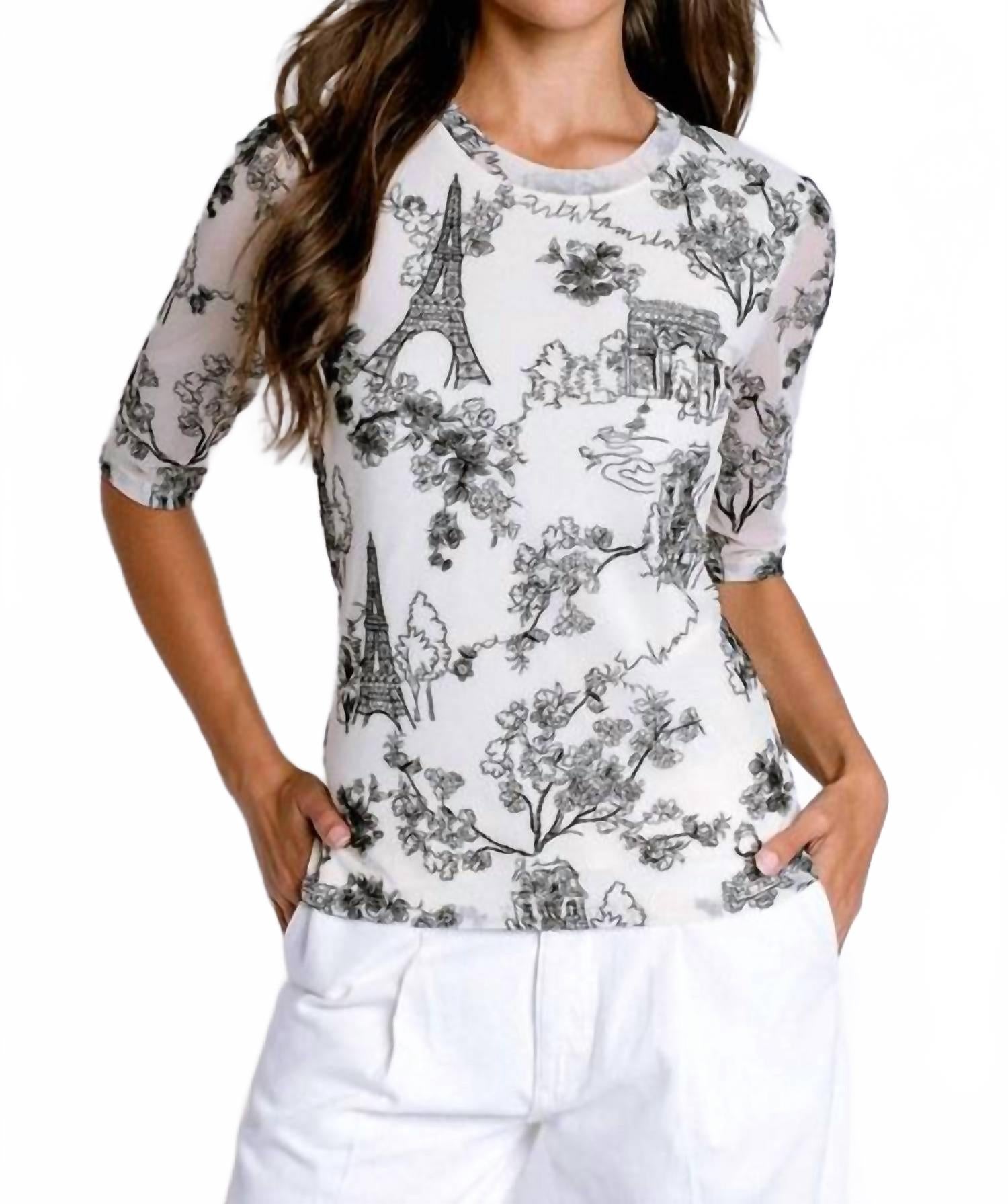 

Кая Сетчатая Футболка Луиза в Экрю Johnny Was, Ecru