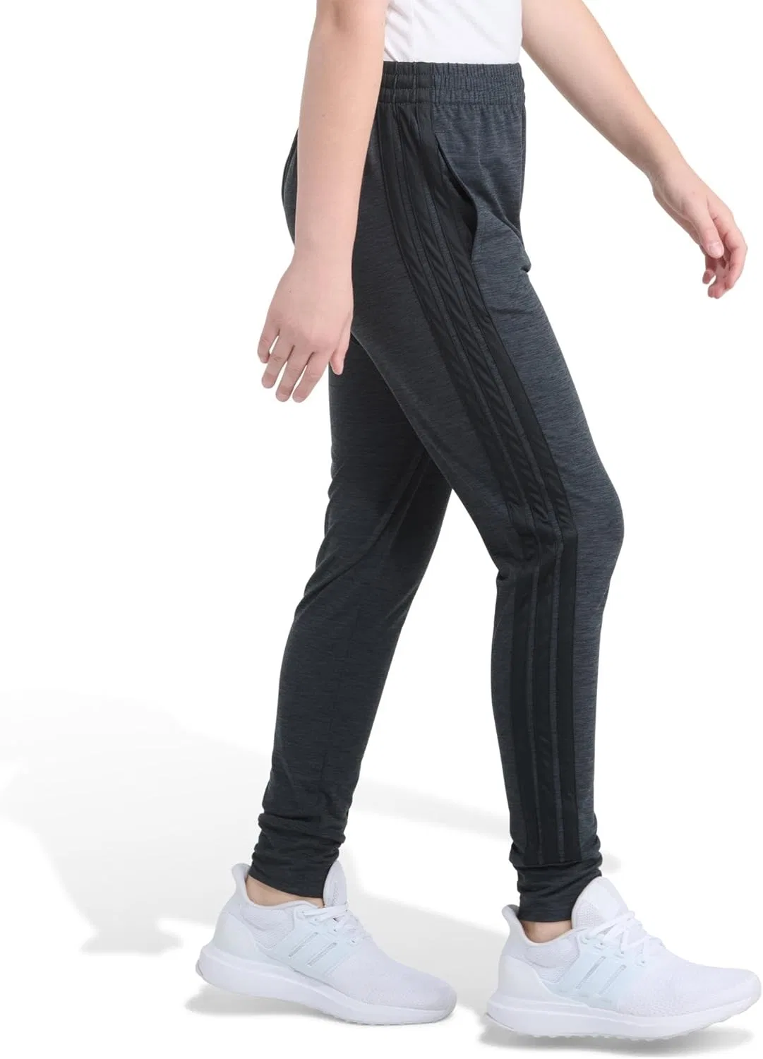Детские спортивные брюки Adidas Melange с тремя полосками, Grey With Black Mélange — фото 2