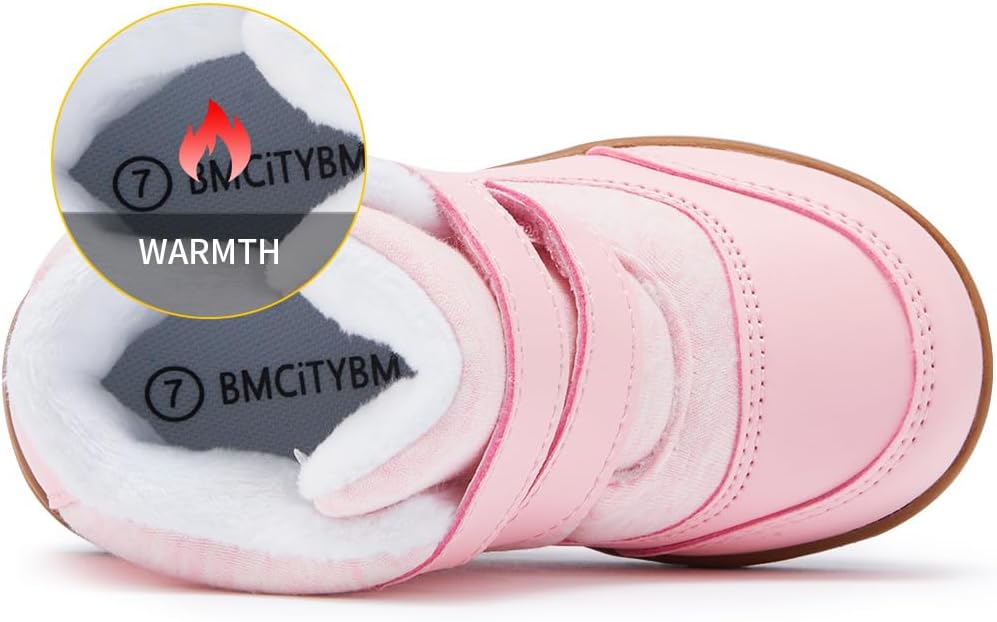 Детские зимние ботинки BMCiTYBM для мальчиков и девочек, легкие, для холодной погоды и активного отдыха (для малышей), розовый — фото 4