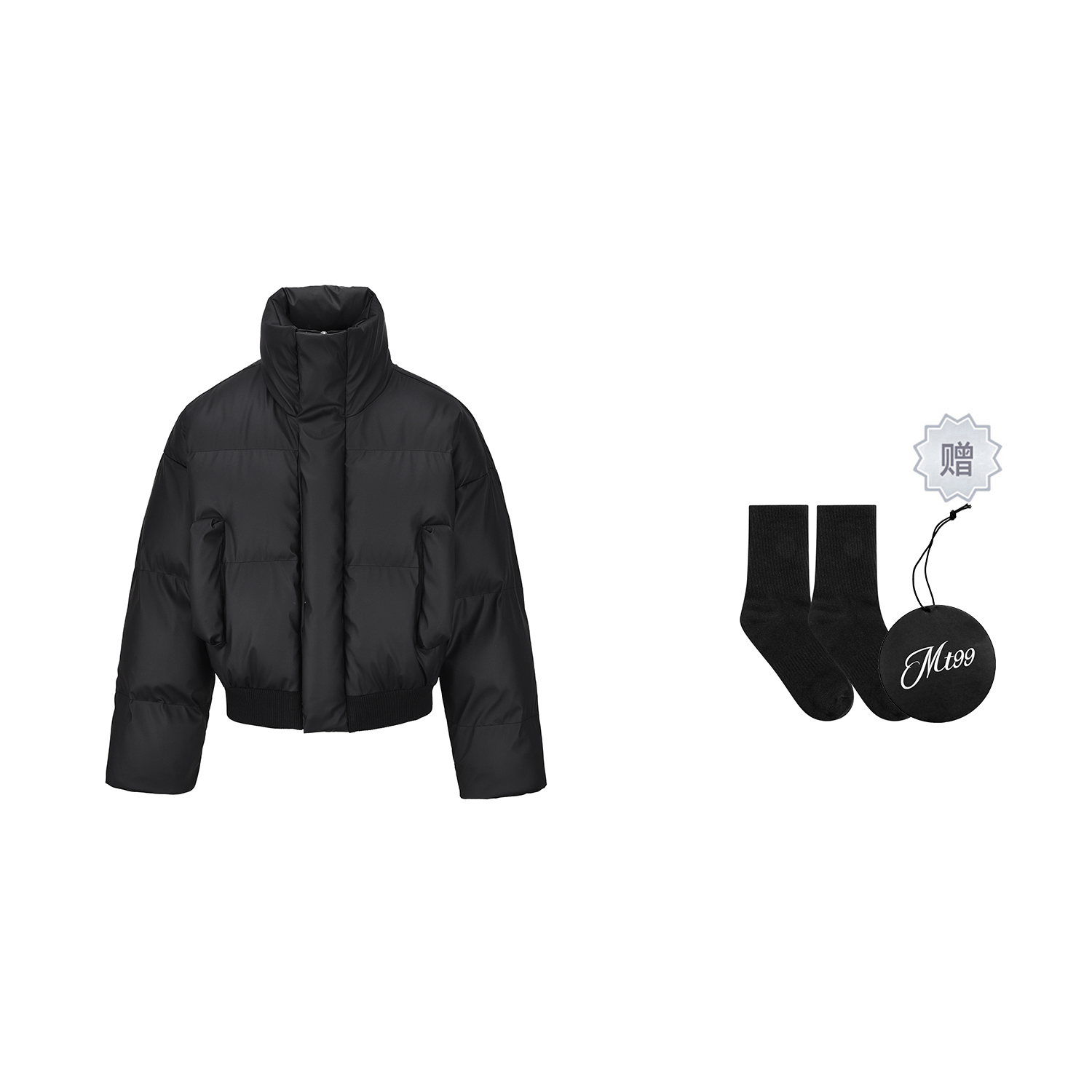 

Пуховая куртка унисекс с воротником-стойкой, утепленная пуховая куртка Mt99, черный (comes with free gift)