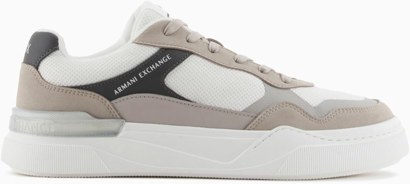 Мужские кроссовки Armani Exchange Flick на шнуровке, слоновая кость — фото 3