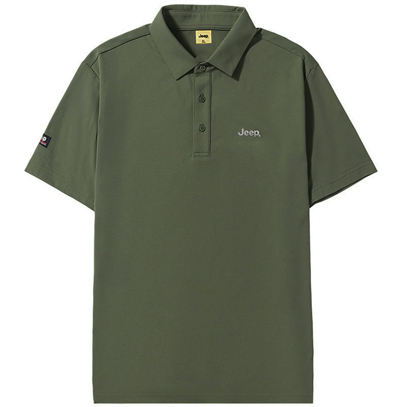 

Футболка-поло Unisex Polo Collar Moderate Jeep, оливково-зеленый[minimalist style embroidery upgraded]