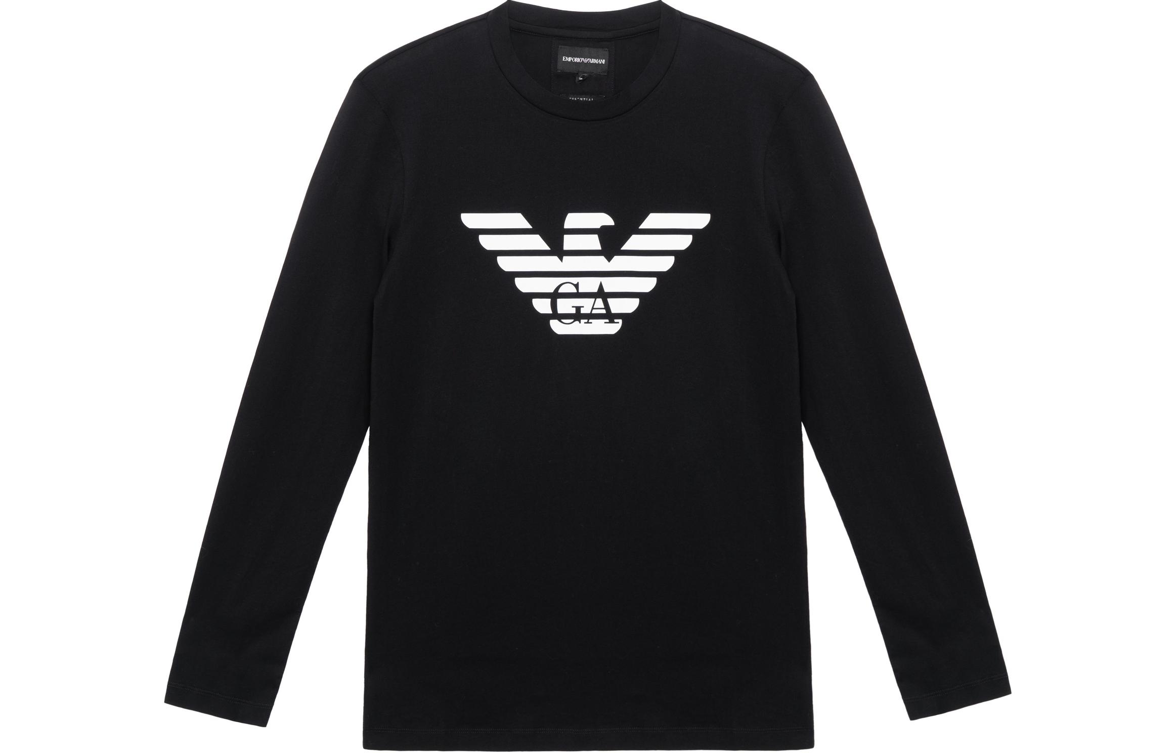 Джемпер из пике-джерси с логотипом EMPORIO ARMANI, черный — фото 2