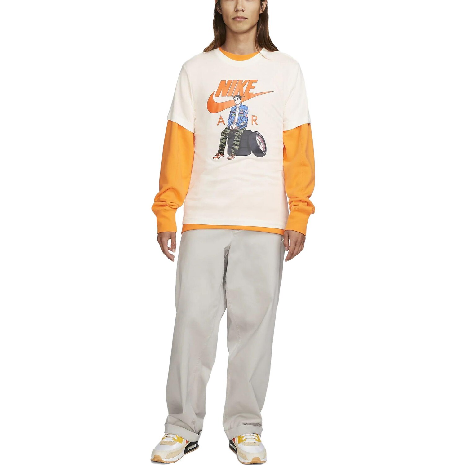 Футболка мужская Pale Ivory/Melon Tint-футбольно-серая Nike, серый — фото 2