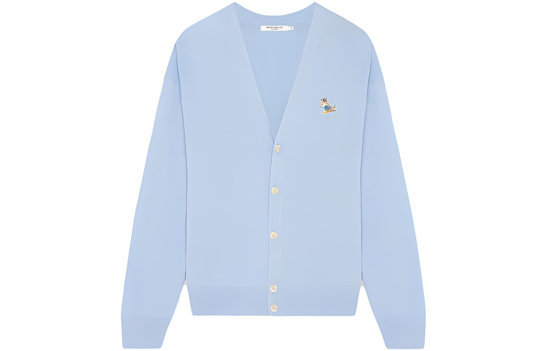 

Кардиган с логотипом Fine knit Maison Kitsune, светло-голубой