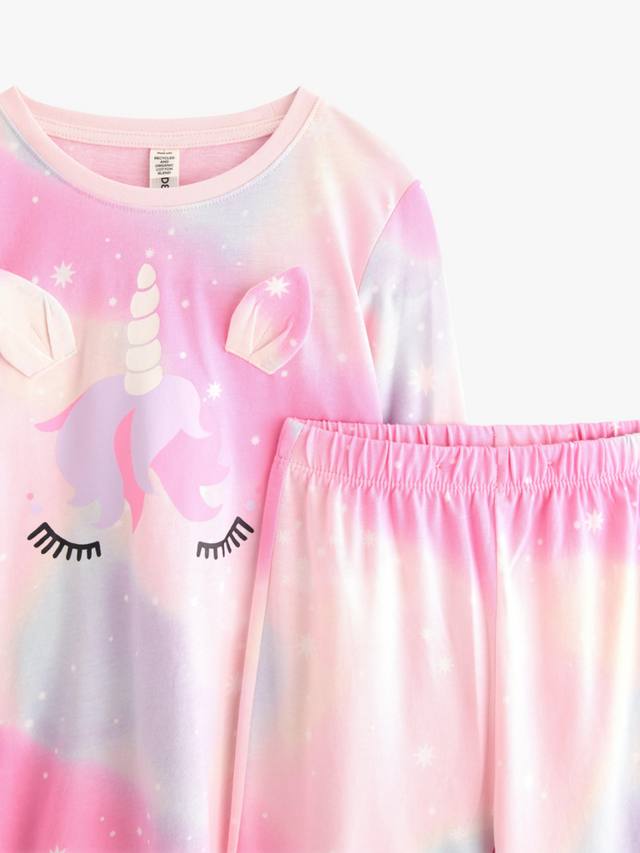 Детский хлопковый пижамный комплект с длинным рукавом и единорогами Lindex, Light Pink — фото 3