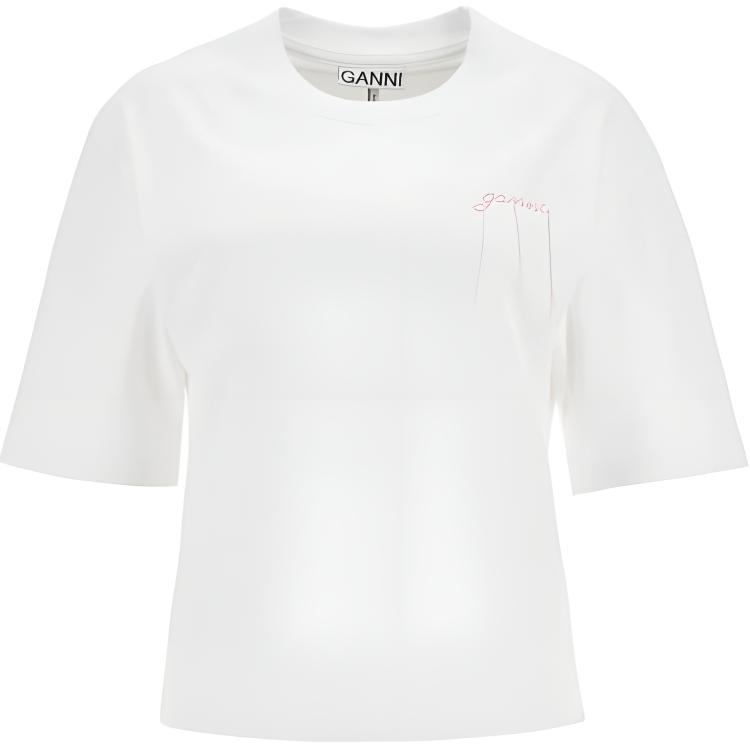 

Футболка с вышитым логотипом GANNI, белый