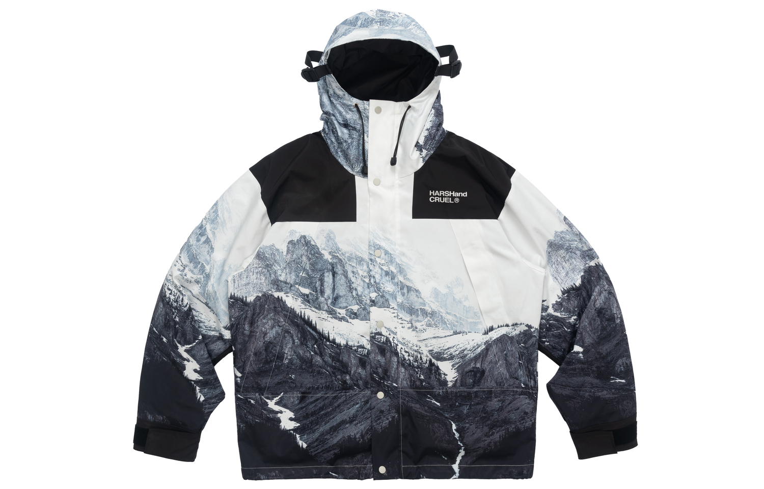 

HARSH AND CRUEL Куртка унисекс с принтом гор, Snow Mountains Print