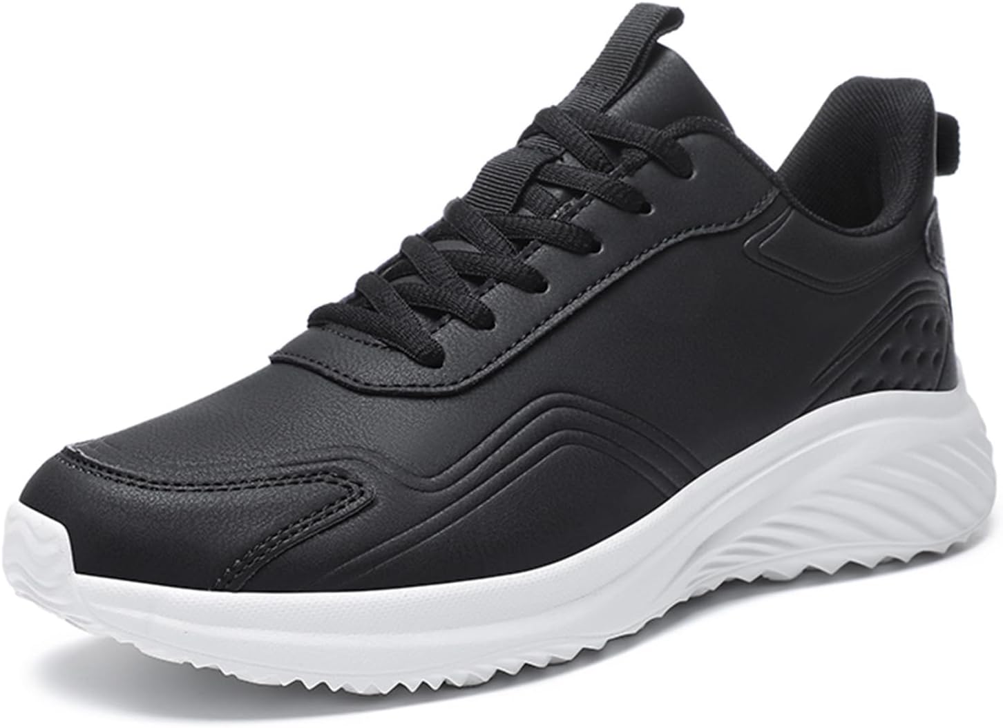 

Мужские спортивные кроссовки с кожаными вставками и амортизацией, легкие повседневные беговые кроссовки на осень и зиму, и стильные мужские обувь Generic, белый/черный