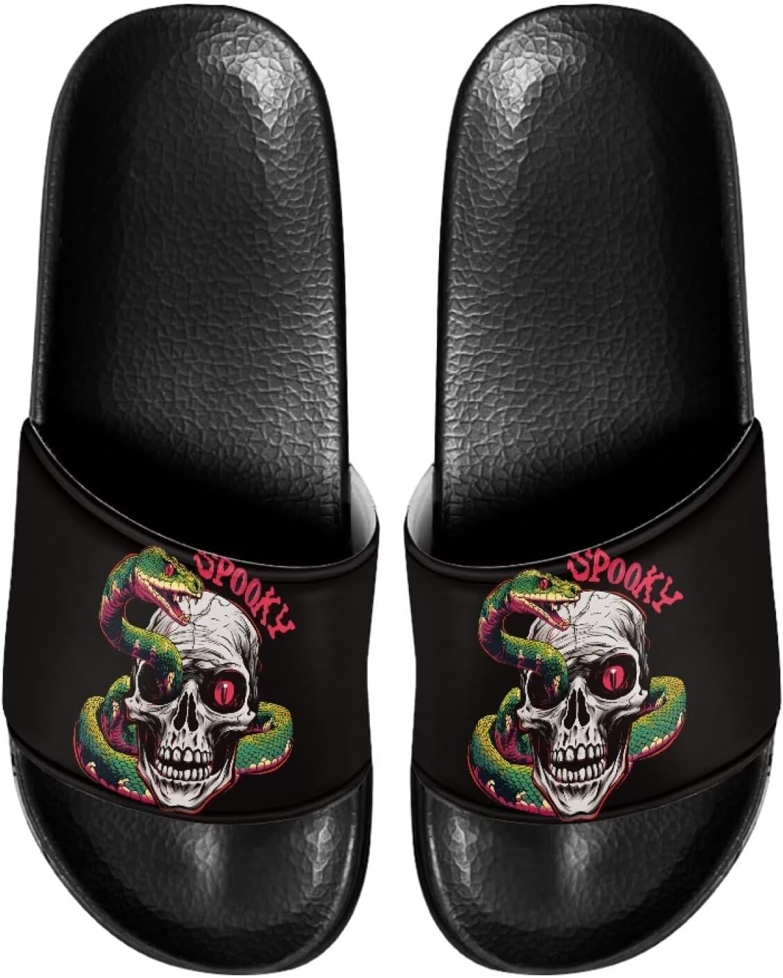 

Мужские Нескользящие сандалии с ЭВА, шлепанцы для бассейна, дома и пляжа, удобные с открытым носком, на плоской подошве, с одной лентой, для душа, с мягкой кожей Psesaysky, Snake Skull