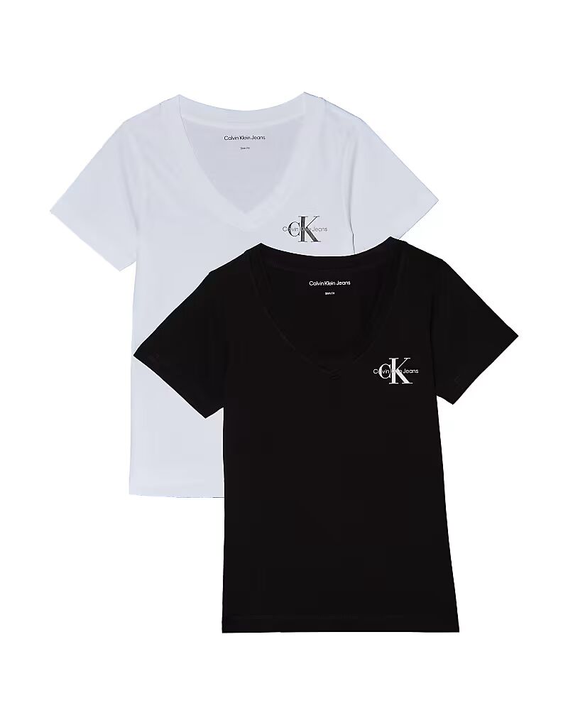 

Комплект из 2 футболок с V-образным вырезом Calvin Klein Jeans в цвете Ck Black