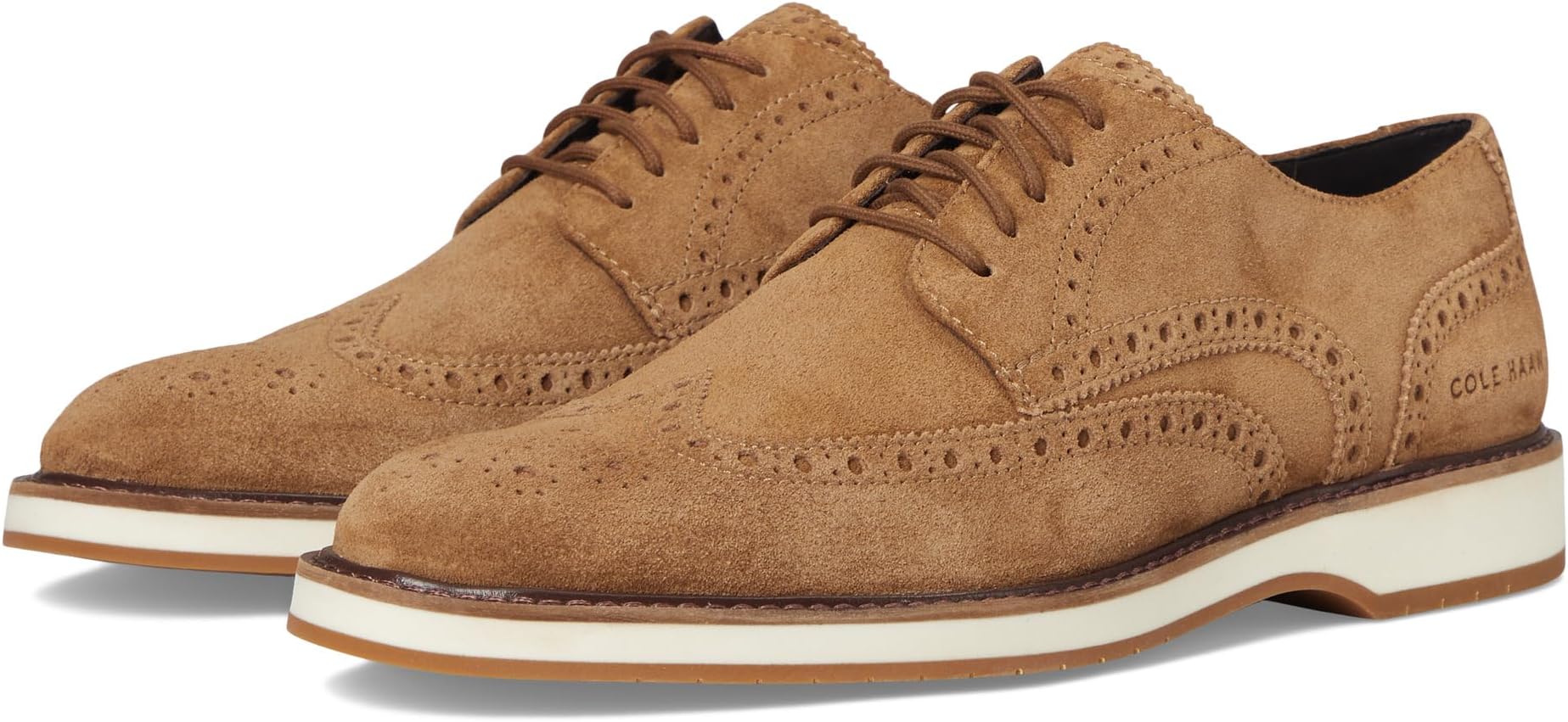 

Оксфорды Cole Haan Morse Grand Wingtip Oxfords, цвет Golden Honey Suede/Silver Birch