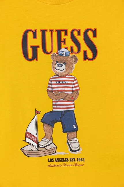 Футболка детская хлопковая Guess, желтый — фото 3