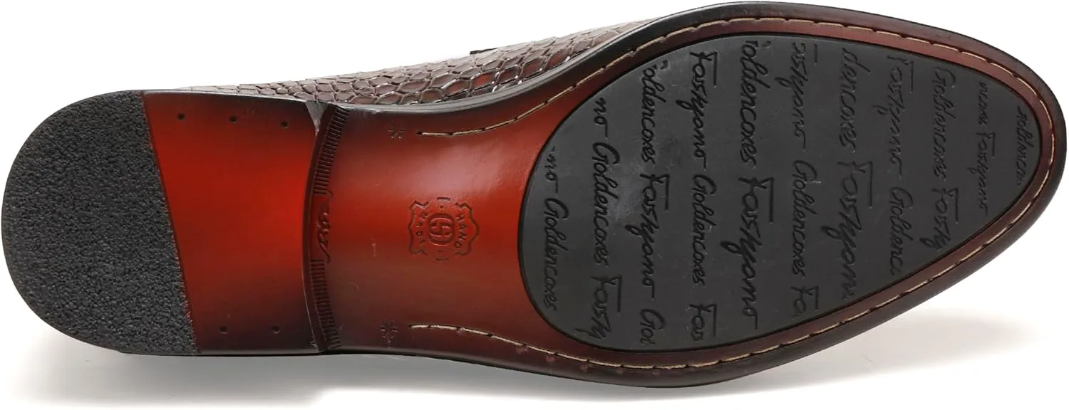 

Классические кожаные туфли для мужчин, премиальные лоферы-слипоны с тиснением под аллигатора для делового стиля GOLDEN COXES FAMILY