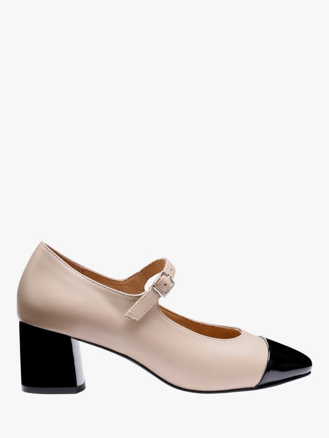 Блестящие туфли-лодочки Mary Jane с широкой колодкой из кожи Hotter, Beige/Black