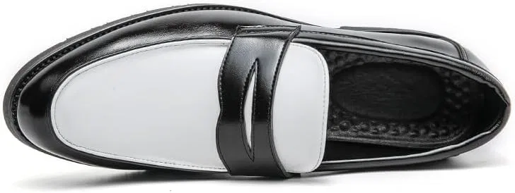 Лоферы мужские кожаные двухцветные, Loafers for Men, Black and White PUGHGAETZF — фото 4