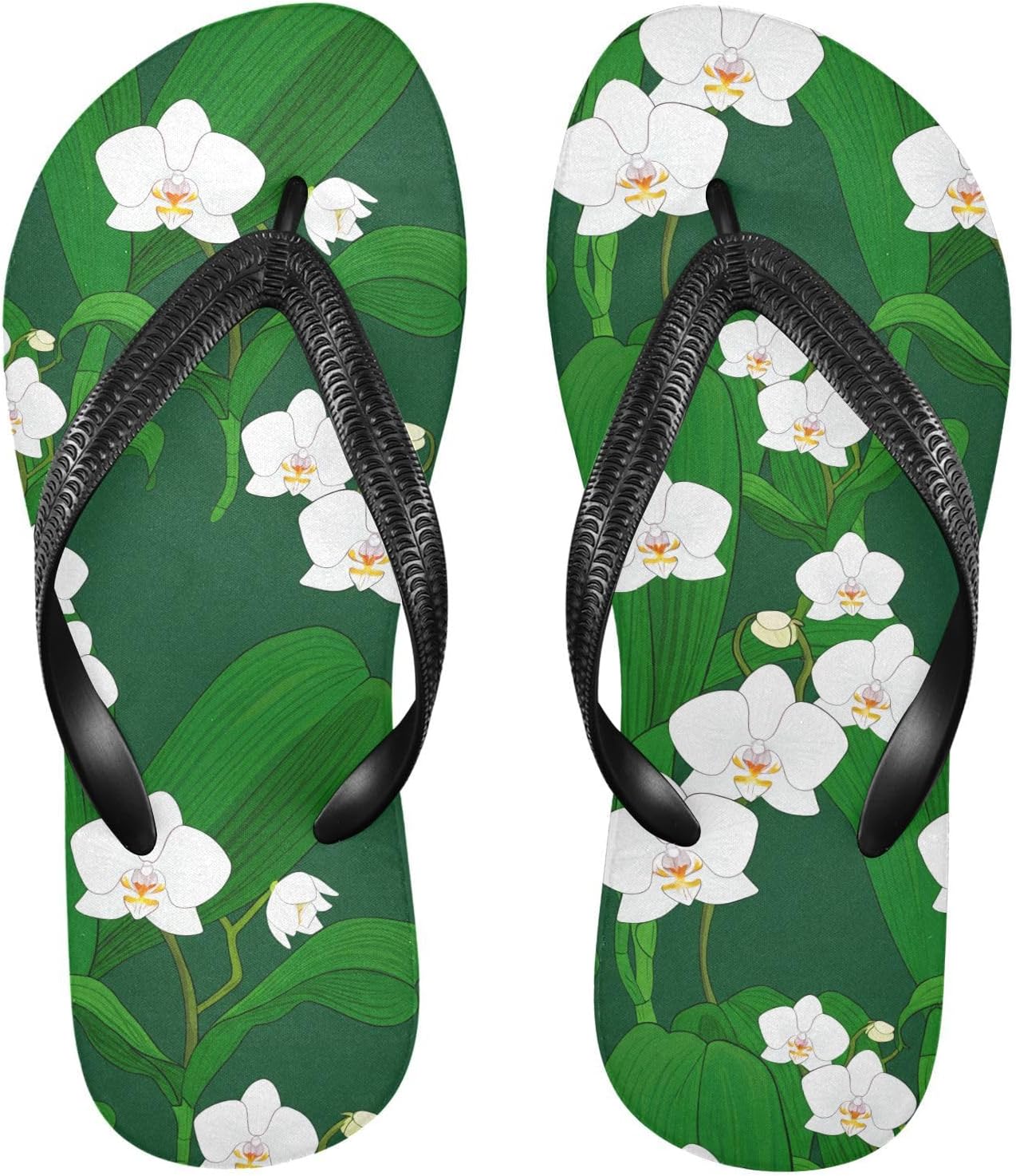 

Белые сланцы с листьями орхидеи, зеленые пляжные шлепанцы, резиновые нескользящие летние тапочки для прогулок, мужские и женские Sinestour