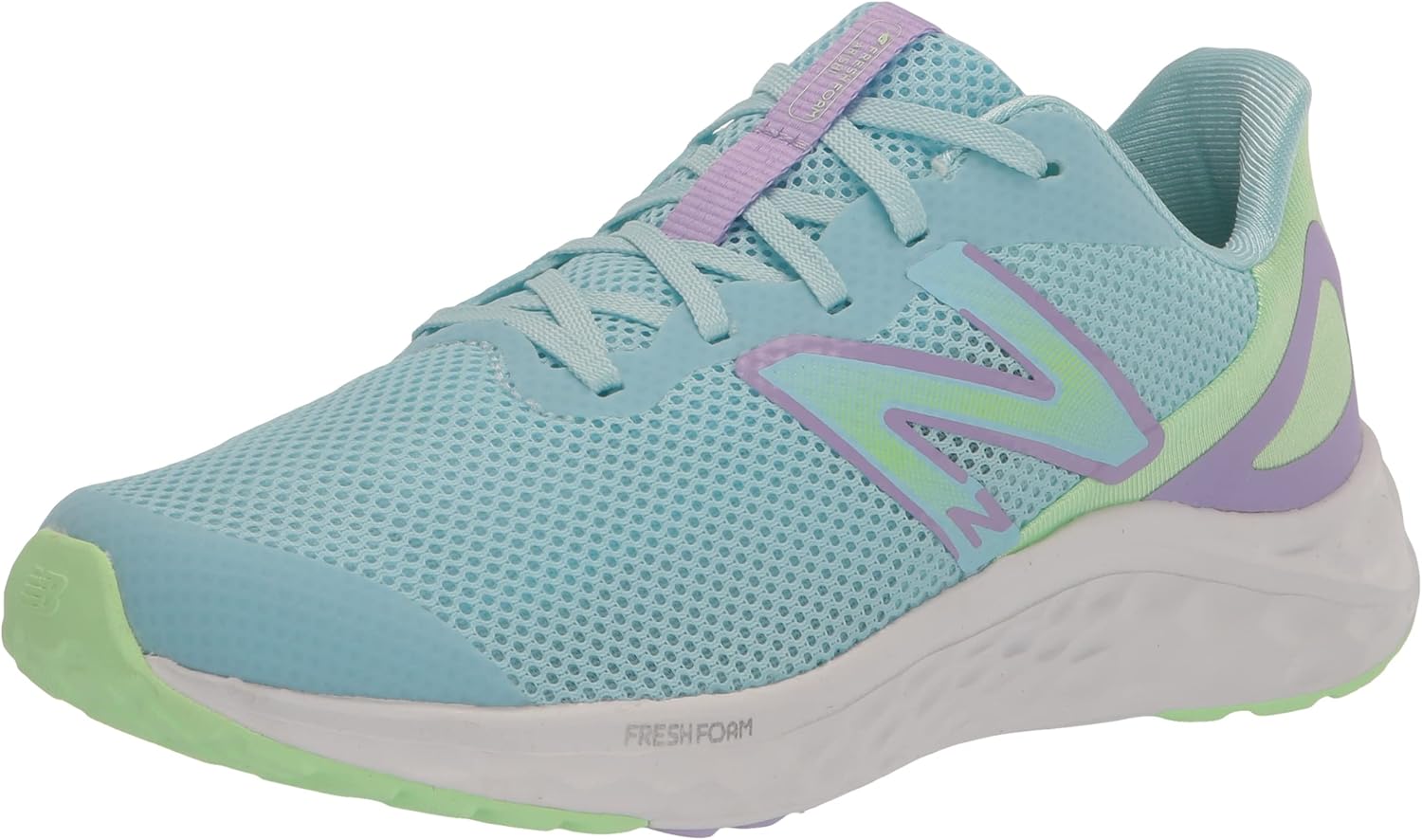 

Кроссовки New Balance Unisex-Child Fresh Foam Arishi V4 с шнуровкой, синий/зеленый/сиреневый
