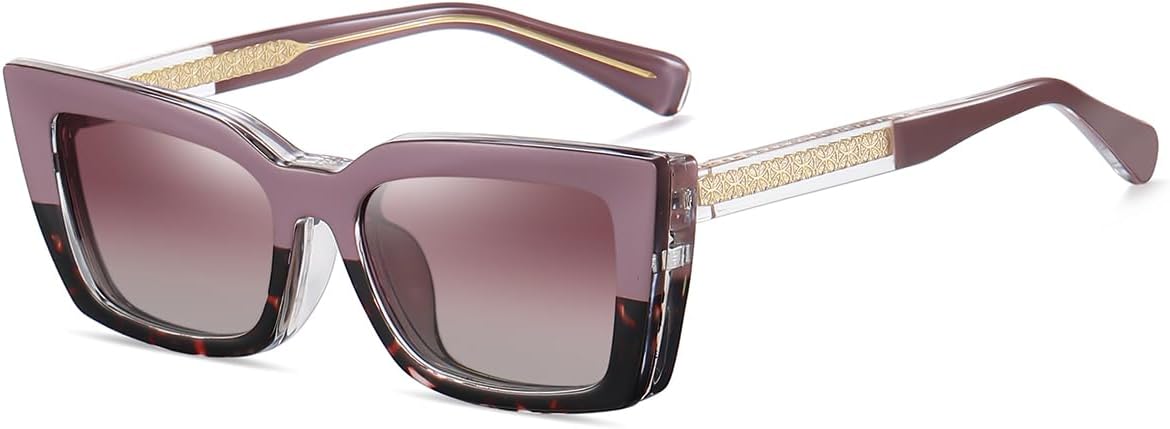 

Солнцезащитные очки в квадратной оправе, поляризованные, с магнитным креплением TR90, модель «кошачий глаз», женские, для вождения, с защитой от УФ-излучения UV400, дужки из ацетата weiyuchen, Cameo Leopard Frame