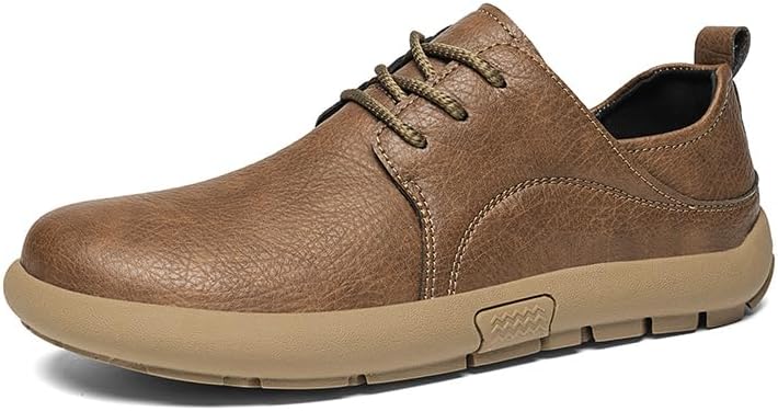 

Мужские повседневные кожаные туфли с широким носком, ретро повседневные туфли Sfwarmart, коричневый