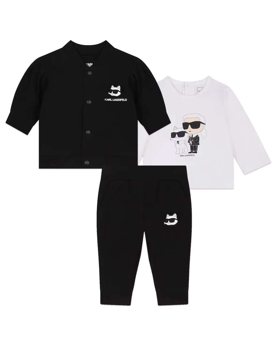 

Комплект из трех предметов для девочки, черно-белый Karl Lagerfeld Kids