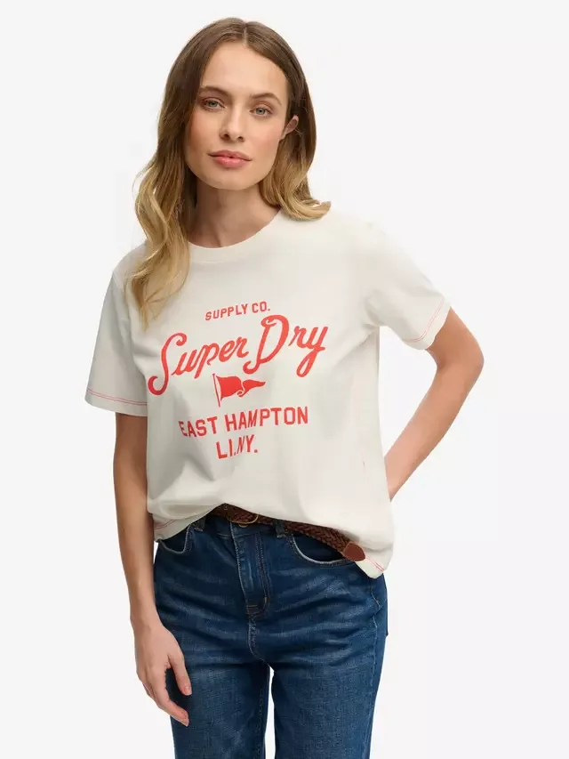 Футболка Heritage Hamptons, кремового цвета Superdry
