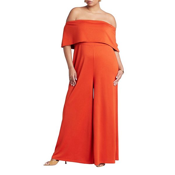 

Женский комбинезон с открытыми плечами plus size Eloquii, Rooibos Tea