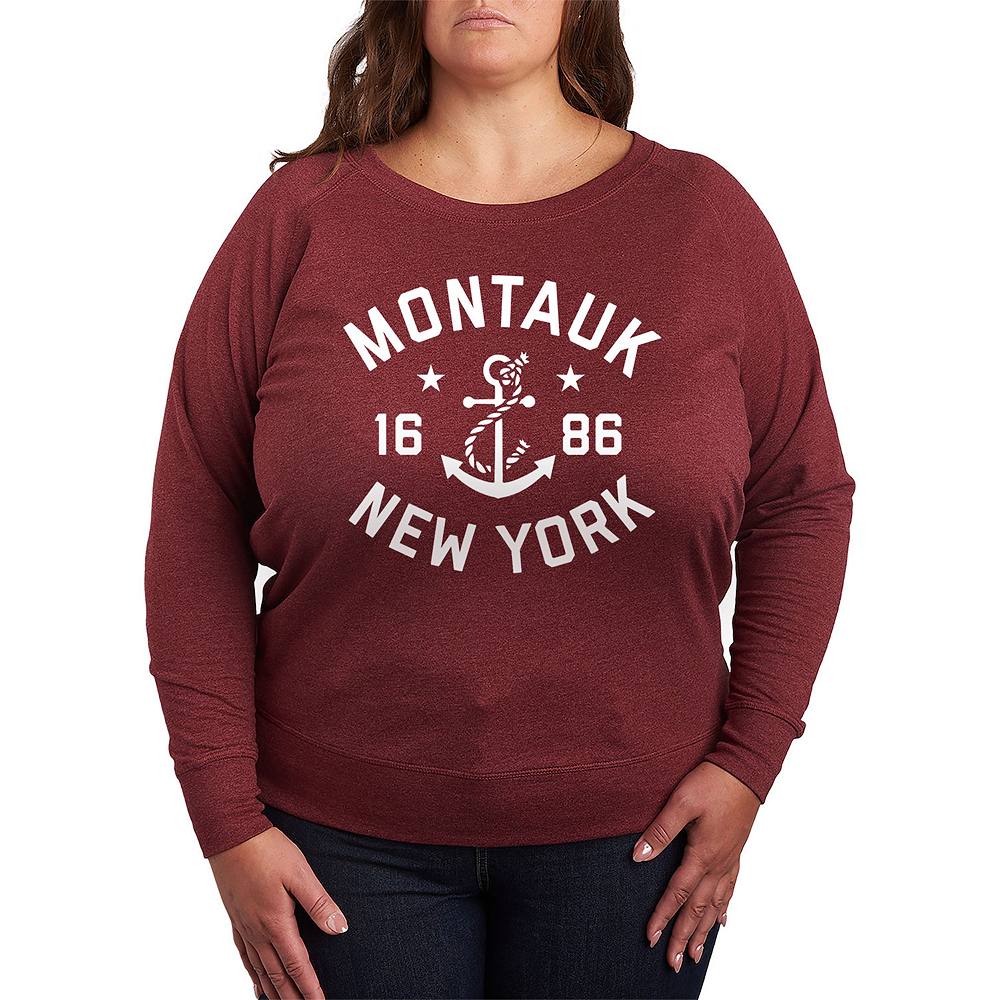 

Легкий свитшот из френч-терри Montauk New York больших размеров Licensed Character, цвет Heather Maroon