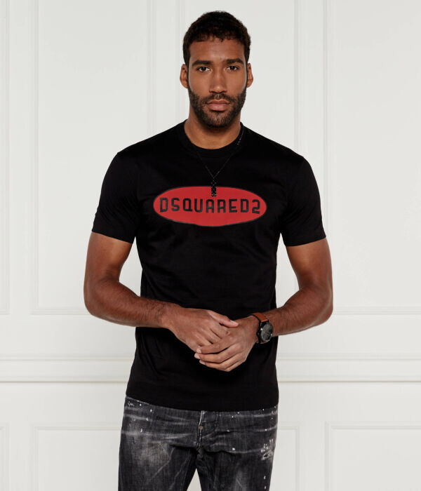 

Футболка Dsquared2 с овальным логотипом, черный / красный