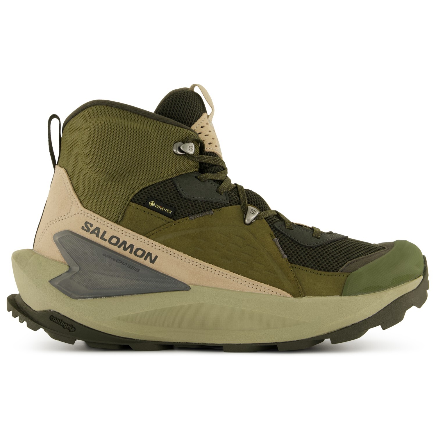 

Походная обувь Salomon Elixir Mid GTX, цвет Peat/Vintage Khaki/Castlerock