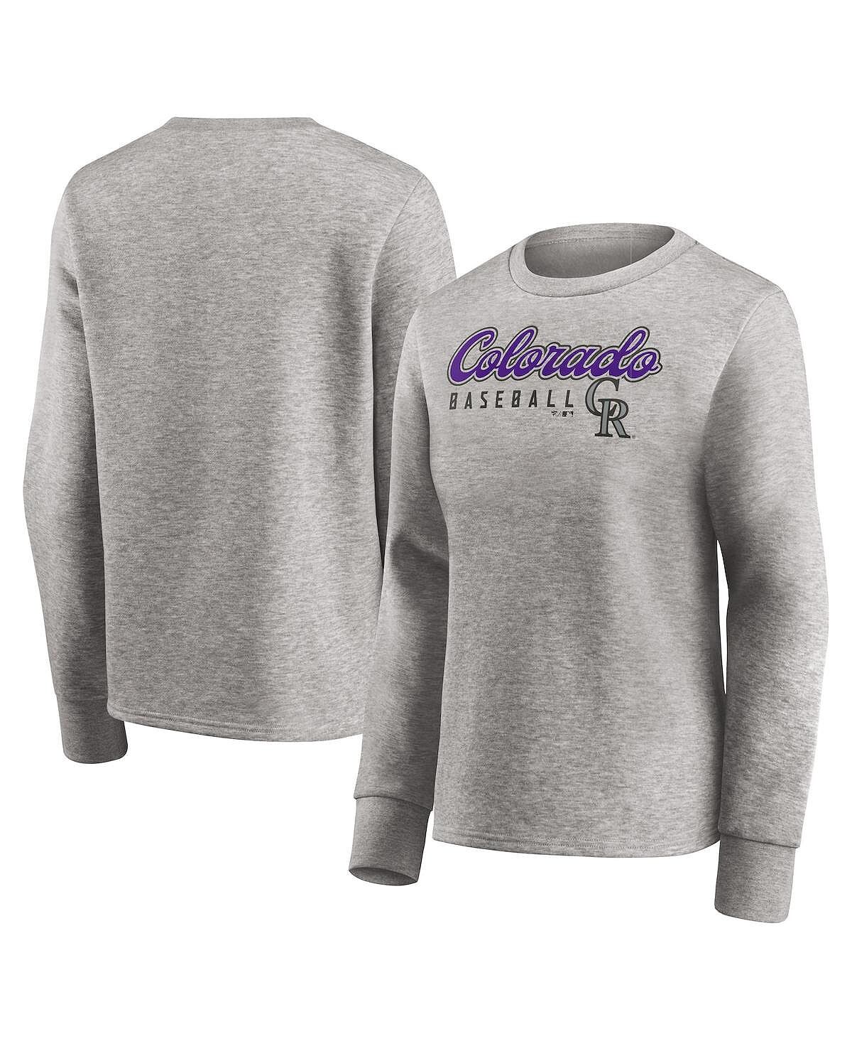

Женский серый пуловер с принтом Colorado Rockies Crew Fanatics
