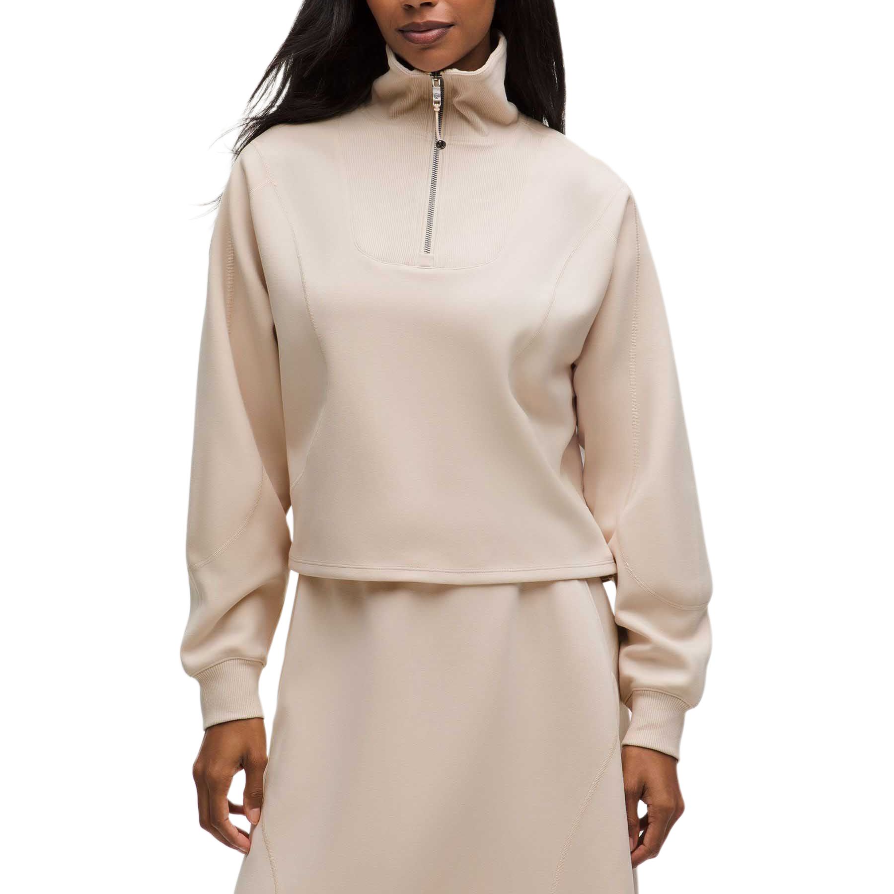 

Свитшот женский с молнией сбоку Lululemon, early tea коричневый/brkt