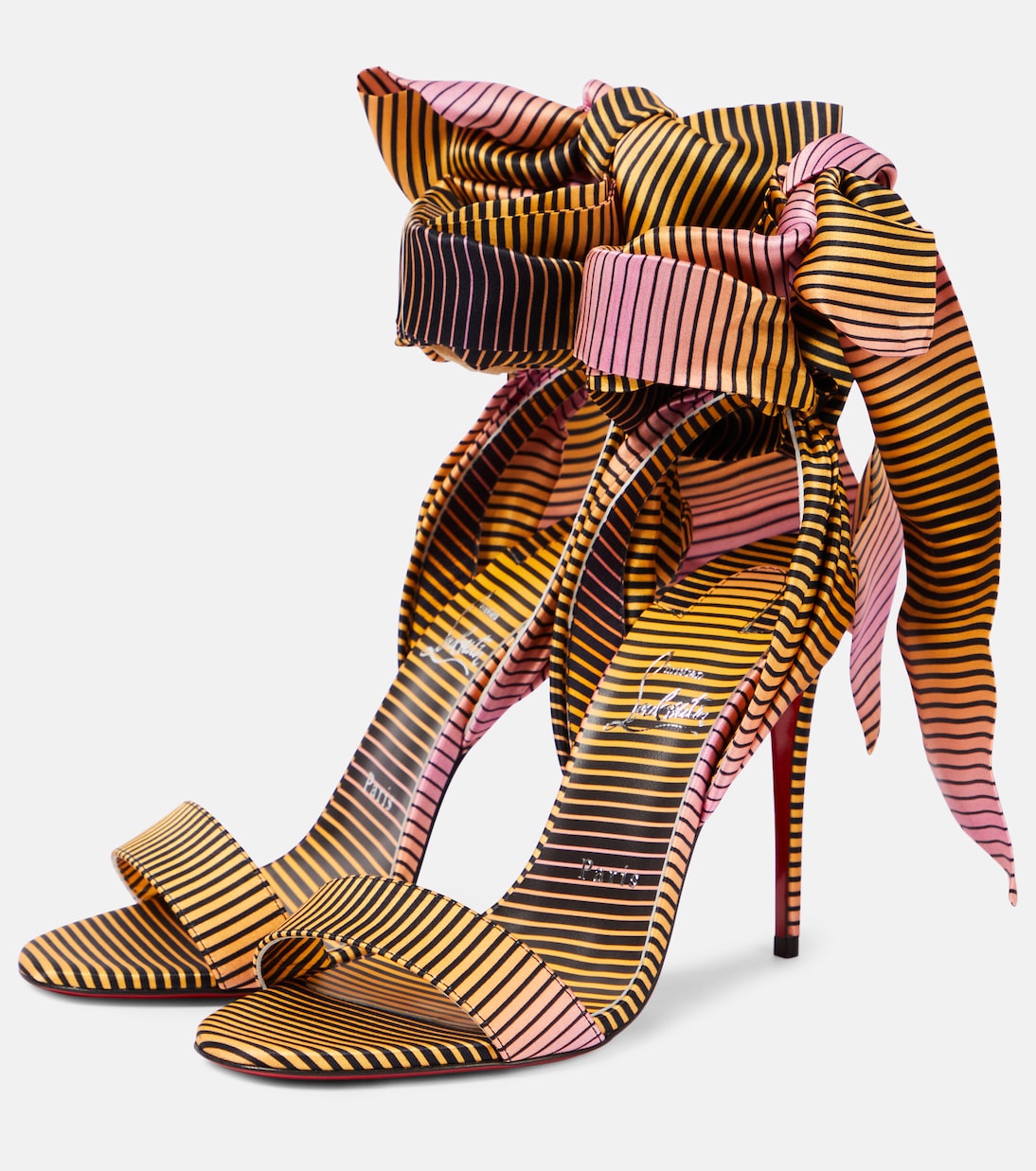 Сандалии Du Désert 100 из креп-сатина Christian Louboutin, Multi/Lin Multi — фото 4
