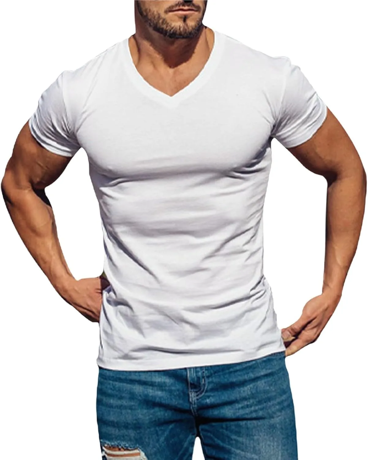 

Футболка мужская V-образный вырез Casual Stretch
