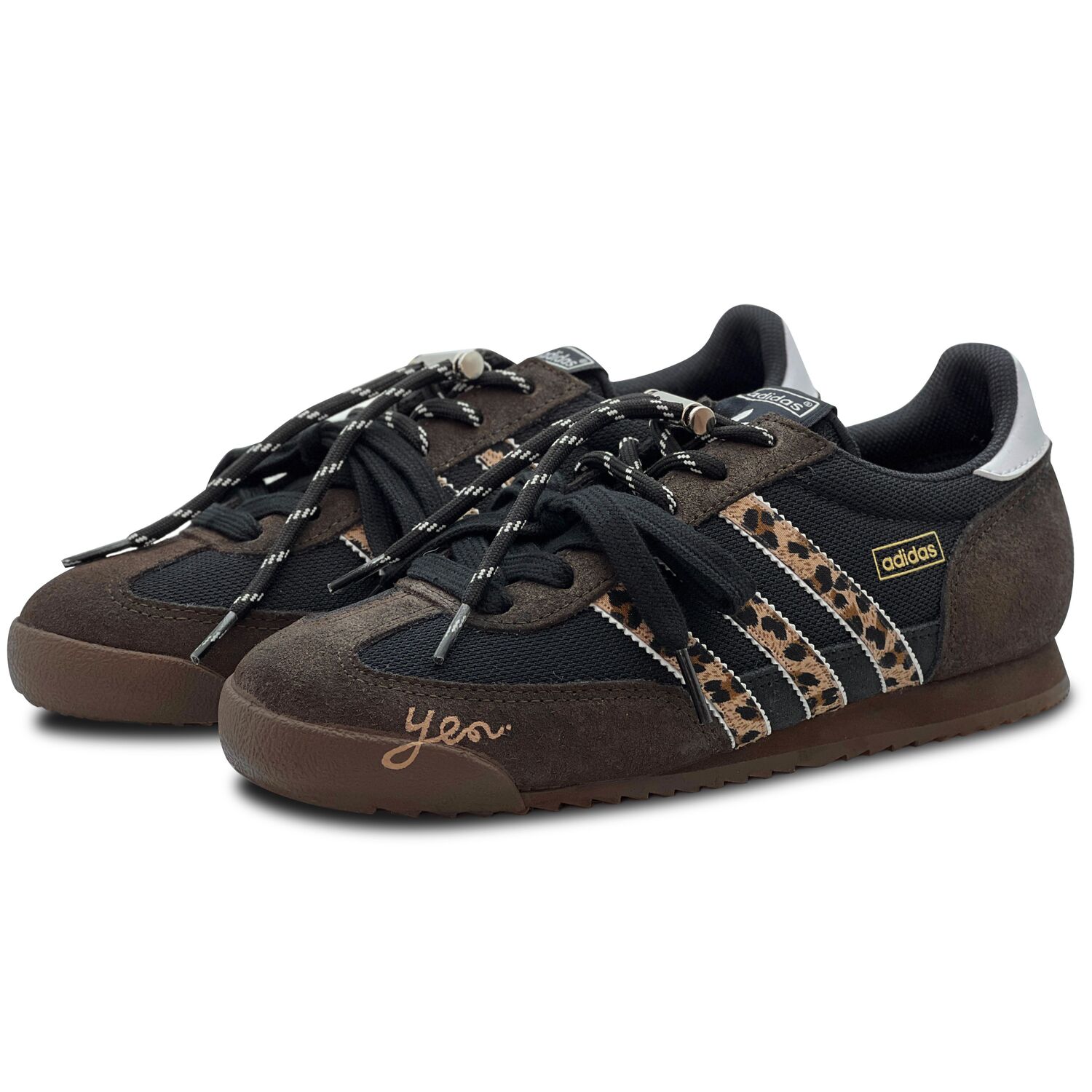 Adidas Originals R71 Vintage Leopard Print Abrasion Resistant Low Top Casual Shoes Unisex Black Brown — фото 4