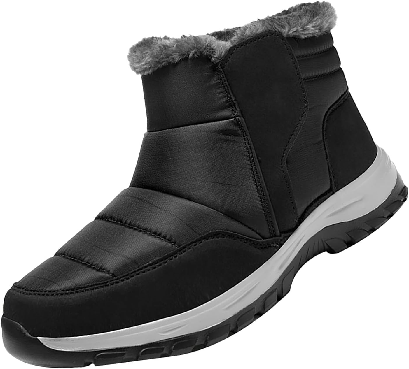 

Мужские зимние ботинки на снегоступах, слипающиеся, с меховой подкладкой, водонепроницаемые, оксфордская ткань, обувь для улицы Generic, черный