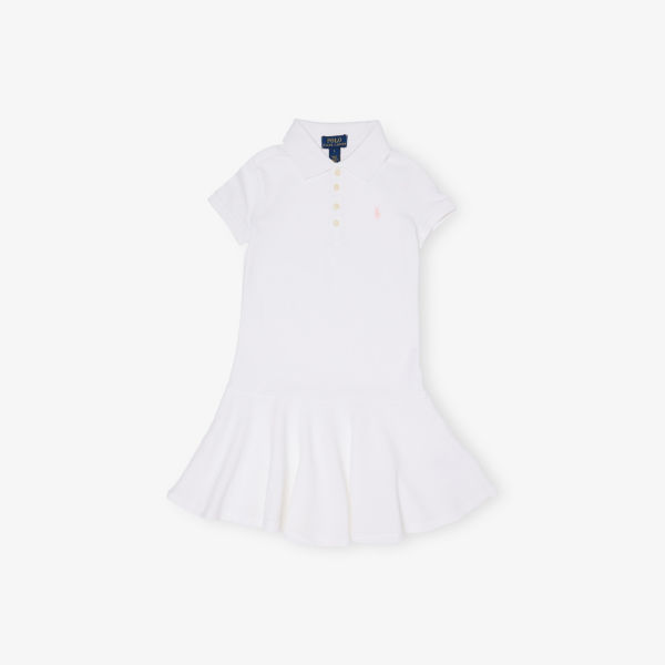

Платье из стрейч-пике с отложным воротником и расклешенным низом 2-6 лет Polo Ralph Lauren, белый