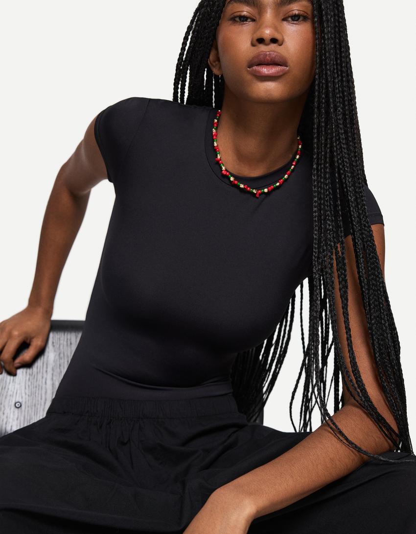 

Боди с коротким рукавом Bershka, черный