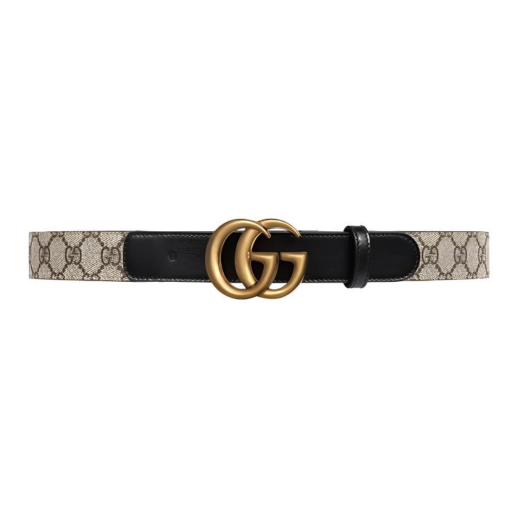 Ремень Gg с пряжкой Double G шириной 1 GUCCI, черный/бежевый/ebony — фото 3