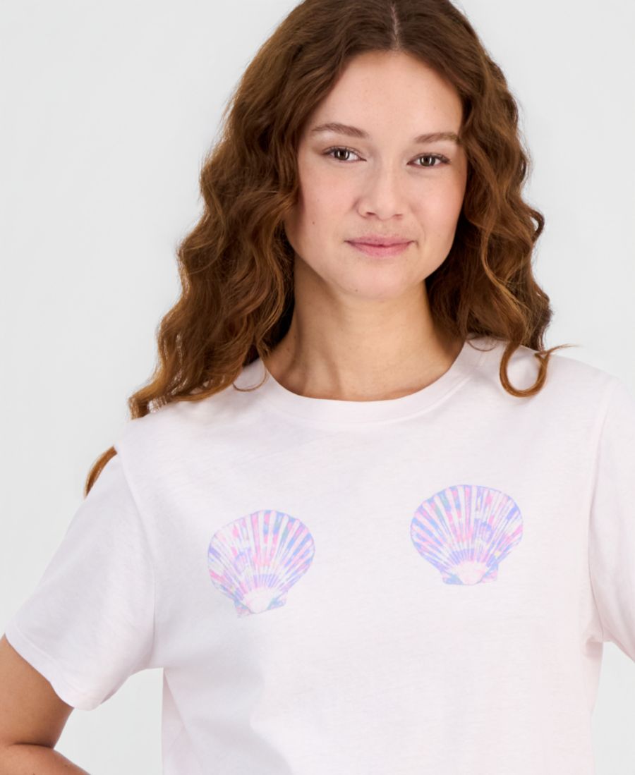 Детская хлопковая футболка с изображением ракушки Rebellious One, Shrinking Violet — фото 2