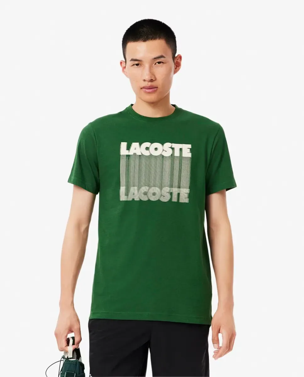 Мужская спортивная футболка с коротким рукавом и принтом Ultra-Dry Lacoste, зеленый